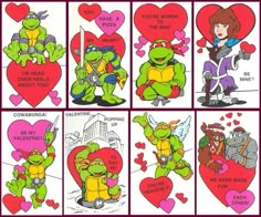 teenage mutant valentine's day cards from the teenage mutant ninjas series, featuring tmnt characters