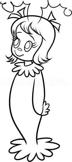 a cartoon girl with her head in the air