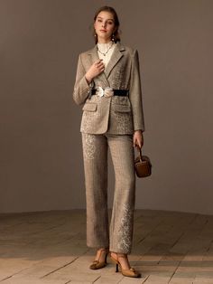 WOOL HOUNDSTOOTH PRINT EMBROIDERY FLORAL PATTERN STRAIGHT LEG SUIT PANTS Multicolor Casual   Wool Plain Straight Leg Non-Stretch All Women Clothing, size features are:Bust: ,Length: ,Sleeve Length: Short Slip Dress, Elegant Skirt, Slim Fit Dresses, Puff Sleeve Blouse, Sweater Dress Women, Long Sleeve Blazers, Straight Skirt, Suit Pants, Pleated Mini Skirt