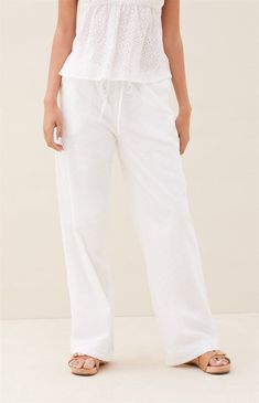 Get ready for sunny days ahead with the Beverly and Beck Eyelet Pants. These pants feature a comfortable drawstring waistline and convenient side pockets. Made from a lightweight cotton with eyelet detailing throughout, they're the perfect combination of style and comfort for the warmer weather. Whether you're strolling on the beach or enjoying a brunch with friends, these pants are a must-have


	Drawstring waistline
	Side pockets
	Lined
	Lightweight
	Floral eyelet design
	10.5" rise
	Mid- Vacation Cotton Pants With Elastic Waistband, Beach Cotton Pants With Drawstring, Cotton Pants With Elastic Waistband For Vacation, Relaxed Cotton Pants For Vacation, Relaxed Fit Cotton Pants For Vacation, Summer Cotton Pants For Daywear, Cotton Drawstring Bottoms For Vacation, Cotton Pants For Spring Vacation, Cotton Drawstring Pants For Vacation