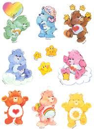 several different colored teddy bears with hearts and stars