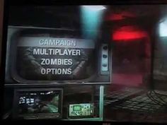 a television screen with the words campaign, multi player, zombies options and other items on it