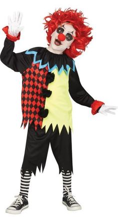 a clown with red hair and black makeup