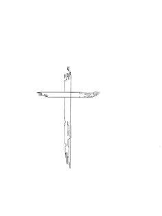 a drawing of a cross on a white background