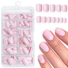 Dark Pink Acrylic Nails, Glossy Pink Nails, Baby Pink Acrylic Nails, Baby Pink Acrylic, Fake Nails Square, Light Pink Acrylic Nails, Square Nail Tips, Press On Nails Square, Press On Nails Pink