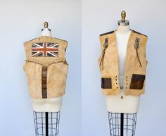 Leather Vest - Unisex Leather Vest Men Women - Patchwork UK Flag - Western… Vintage Leather Vest, Vest Men, Indian Festival, Uk Flag, Indian Festivals, Vest Outfits, Leather Vest, Distressed Leather, Native American Indians