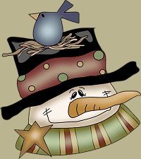 a snowman wearing a hat and scarf with a bird sitting on top of it