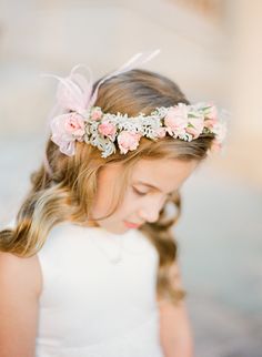 i want to be 9 years old again so i can wear this to my big sister's wedding... Cool Hairstyles For Girls, Flower Girl Crown, Flower Girl Hairstyles, Wedding With Kids, Floral Crown, Flower Girls, Pink Wedding, Wedding Wire