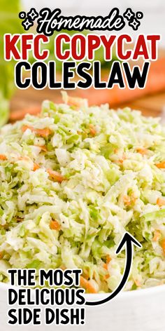 A close-up shot of copycat kfc coleslaw in a bowl. Kentucky Fried Chicken Cole Slaw Recipe, Lees Coleslaw Recipe, Better Than Kfc Coleslaw, Captain Ds Coleslaw Recipe, Coleslaw Kfc Copycat Slaw Recipes, Kfc Copycat Slaw, Coleslaw Dressing Kfc, Home Made Cole Slaw Dressing