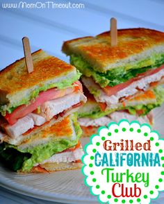 grilled california turkey club sandwich with chips