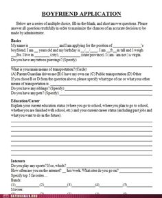 a form of application for boyfriends to be married in the united states is shown