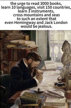 a man sitting at a table in front of books