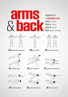 the arm and back workout poster shows how to do an exercise for each body type