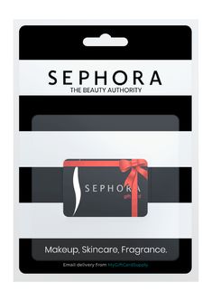 sephora the beauty authority makeup skincare fragrance gift card with red ribbon on it