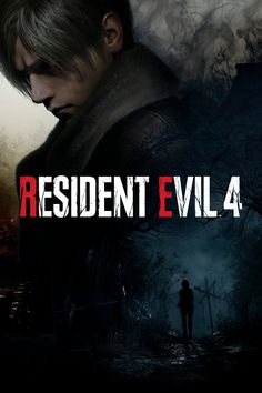 resident evil 4 on the cover of a playstation ps5 game, with an image of a man standing in front of trees