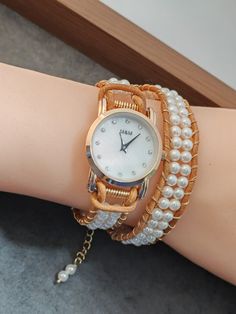 Description: Name: handmade pearl beads bracelet watches Watch Case: IP plating              Size: 26mm            Mov't: Japanese  GL20 Band Width: 14mm Watch  Length: 32cm+3cm Band Material: Genuine Leather Rope + turquoise beads.         Gurantee: 2 years gurantee for watch functional issues. Length and pearl beads can be customized as you request.                          Package: Gift box as in the picture Shipping time: We make the item as soon as you order it, so it takes 3-5 days to ship out. Thank you for your understanding in this matter.  About Us: We are a small family business which operates in the UK. All jewelry is made with wire and beads. These unique wire beaded watches are meticulously designed and made for you by our family in UK. Beaded Watches, Crafter Gift, Turquoise Bead Bracelet, Unique Gifts For Women, Wedding Party Jewelry, Personalized Gifts For Her, Unique Gifts For Her, Unique Christmas Gifts, Party Jewelry