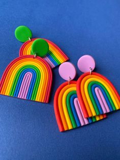 the rainbow earrings are made from plastic