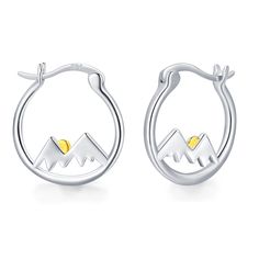 PRICES MAY VARY. 🌄 [Mountain Earrings] - - These sun mountain earrings inspired by nature, as if you are in a happy vacation of skiing, hiking and mountaineering. Let you feel the warmth and happiness brought to you by the mountain sunrise and sunset of the natural environment. 🔅 [925 Sterling Silver] - - Sun Mountain earrings are exquisite accessories made of 925 sterling silver. The earrings are electroplated and polished to enhance their gloss and durability. They are durable and hypoallerg Happy Vacation, Mountain Sunrise, Mountain Earrings, Mountain Jewelry, Earrings Nature, Mountain Nature, Animal Earrings, Hiking Women, Everyday Accessories