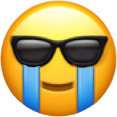 an emoticive smiley face with sunglasses on it's head and one eye partially closed