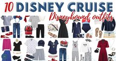 there are many different outfits and shoes on this disney cruise poster, which is the most popular theme park attraction