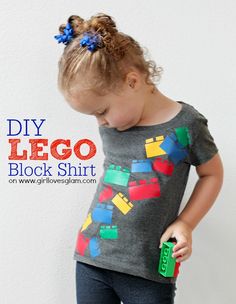 DIY Falling Lego Block Shirt on www.girllovesglam.com Lego Shirts, Diy Lego, Idee Cricut, Lego Birthday Party, Lego Craft, Lego Blocks, Lego Birthday, Lego Toys, Lego Party