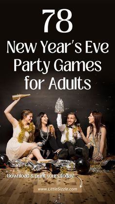 an advertisement for new year's eve party games for adults