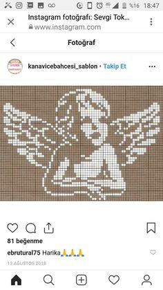 the cross stitch pattern is being displayed on an instagramt page, and it looks like