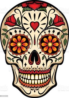 a sugar skull with roses on it