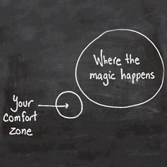 a blackboard with white writing on it that says, where the magic happens your comfort zone