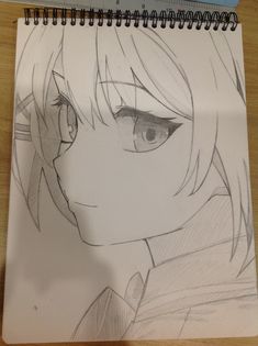 a drawing of an anime character with long hair and blue eyes, looking straight ahead