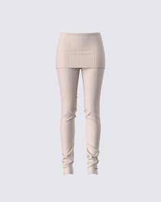 The chicest leggings you’ve ever seen 🤍 Constructed from wide rib knit fabric, and complete with a fold-over waistband and an extra long inseam - these beige leggings will have everyone trying to do it like you 😌 Beige Stretch Bottoms With Ribbed Waistband, Beige Tight Loungewear Bottoms, Spring High Stretch Ribbed Leggings, High Stretch Ribbed Leggings For Spring, Beige Stretch Ribbed Pants, Stretch Ribbed Beige Pants, Chic Ribbed Beige Bottoms, Beige Spring Leggings, Chic Beige Ribbed Bottoms