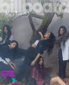 the girls are posing for a magazine cover