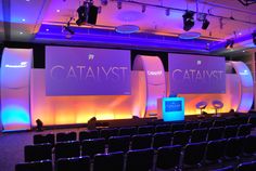 an empty stage set up for a conference