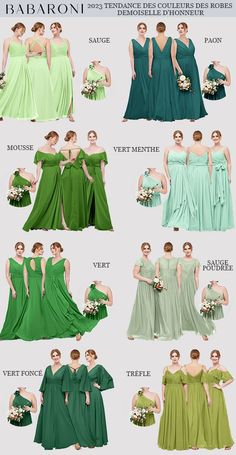 the different types of bridesmaid dresses are shown in this chart, which shows how to