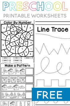 the printable worksheet for preschool to learn numbers and shapes with this free coloring page