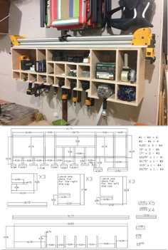 an image of a shelf with many items on it and the diagram below showing how to use them