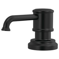 a black faucet on a white background