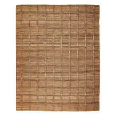 an area rug made out of woven material with squares and lines on the bottom, in brown