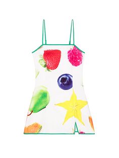 Fruit Basket Dress Tyler Mcgillivary, Rainbow Fruit, Lisa Says Gah, Fruit Print, Fruit Basket, Printed Mini Dress, Look Cool, Colorful Fashion, Outfit Inspirationen