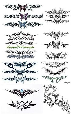 an assortment of different tattoo designs