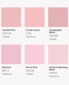 the shades of pink are shown in this color chart