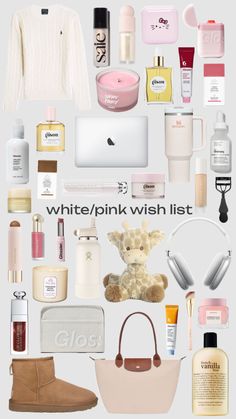 the contents of a white / pink wish list