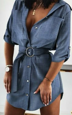 Next In Fashion, Belt Pocket, Bodycon Outfits, Ring Belt, Shoulder Shirts, Trend Fashion, Shirtdress, Fashion Classy, Pocket Design