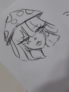 a drawing of a girl with a hat on her head