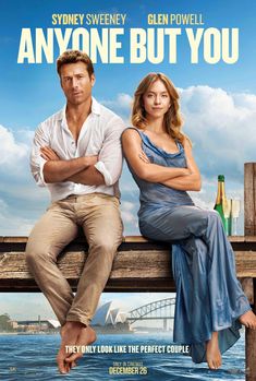 the movie poster for anyone but you is starring with two people sitting on a pier