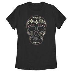 Sugar Skull Tee Shirts, Halloween Sugar Skull, Sugar Skull Design, Witch Sweatshirt, Skull T Shirt, Halloween Designs, Skull Tshirt, Slim Fit Shorts, Skull Design