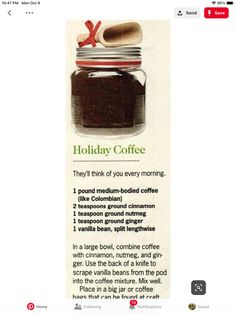 an ad for holiday coffee on the app store's website, with instructions to make it