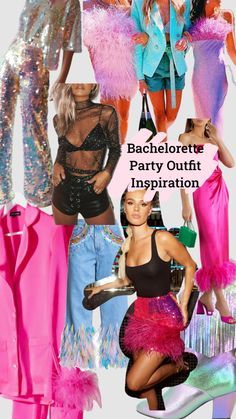 several different types of outfits and shoes with the words bachelor party outfit inspiration on them