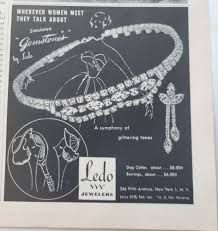 1950 Ledo rhinestone gemstones bracelet earrings vintage jewelry ad | eBay Advertisement Inspiration, Jewelry Advertisement, Jewelry Advertising, Jewellery Advertising, Jewelry Ad, Magazine Advertisement, Jewelry Ads, Handmade Jewel, Sarah Coventry