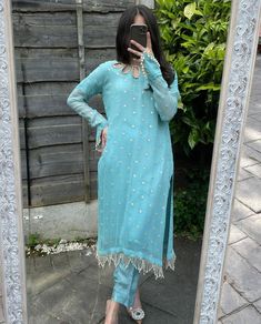 Dress Designs For Stitching, Suit Design, Simple Pakistani Dresses, Cotton Dress Summer, Pakistani Suits, Claw Clips, Suit Designs, Bucket Hats, Designs Ideas